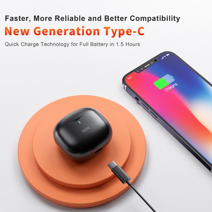 Produktbild Qere E28 Kabellose Bluetooth 5.3 Kopfhörer In-Ear HIFI mit Nois cancellation, IPX5 & Touch Control (Aktive Geräuschunterdrückung, 20 h, Kabellos)