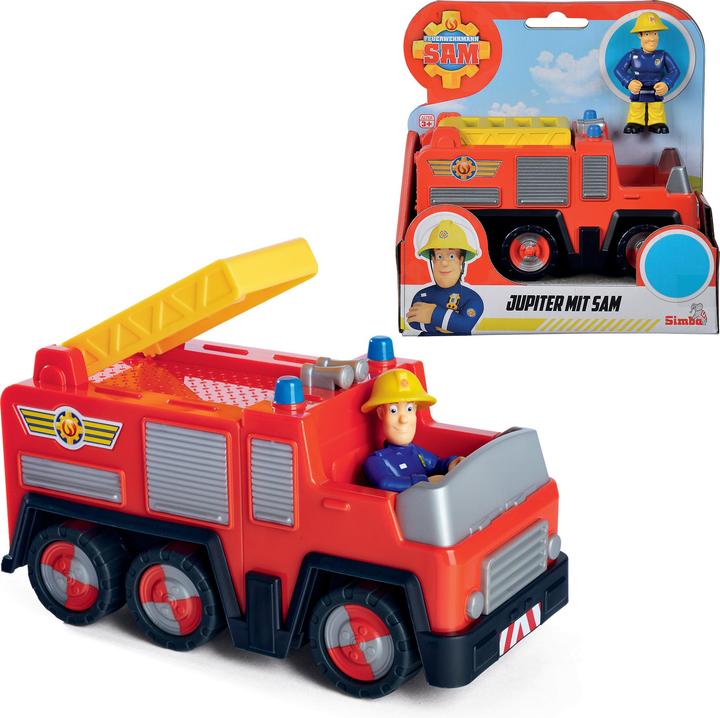 Actual product image Simba Fireman Sam Jupiter Mini Action Figure Fire Truck