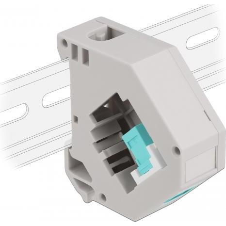 Delock Hutschienenadapter mit Keystone SC Simplex Buchse zu SC Simplex Buchse aqua, Serverschrank Zubehör, Grau, Weiss