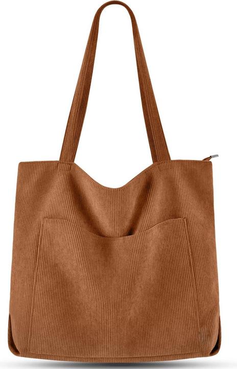 Produktbild Only-Bags.Store cord Tasche Umhängetasche mit Reissverschluss, Gross Shopper Tasche Tote Bag Handtasche