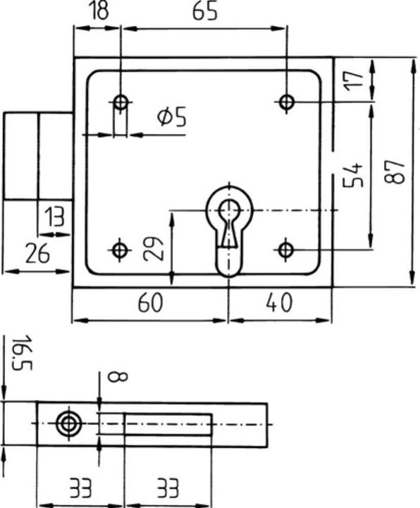 Actual product image Bever Rim lock 150 DIN left / right BB with flat striking plate Backset 60 mm