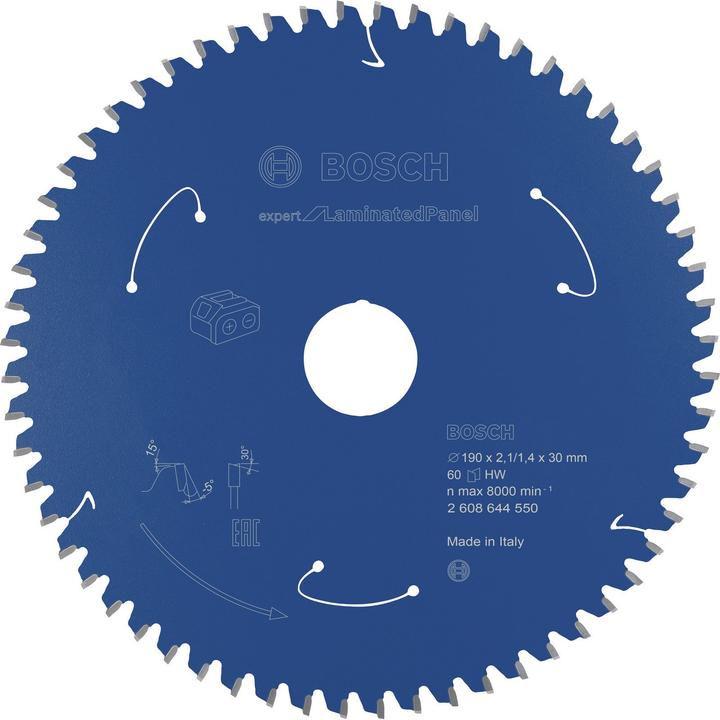Bosch Professional Zubehör Cirkelzaagblad Expert voor gelamineerde platen, 190 x 2,1/1,4 x 30, 60 tanden