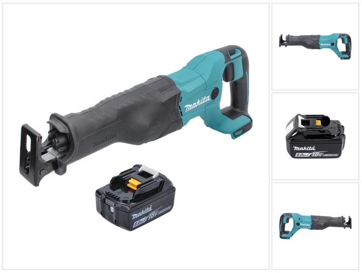 1x sega alternativa a batteria Makita DJR 186, 1x batteria ricaricabile Makita BL 1860 B 18 V 6.0 Ah