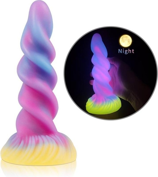 Immagine prodotto Unicorny Dildo "Unicorno a spirale" fosforescente
