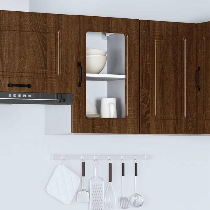 Produktbild VidaXL Küchen-Hängeschrank mit Glastür Kalmar Braun Eichen-Optik (40 x 31 x 60 cm)