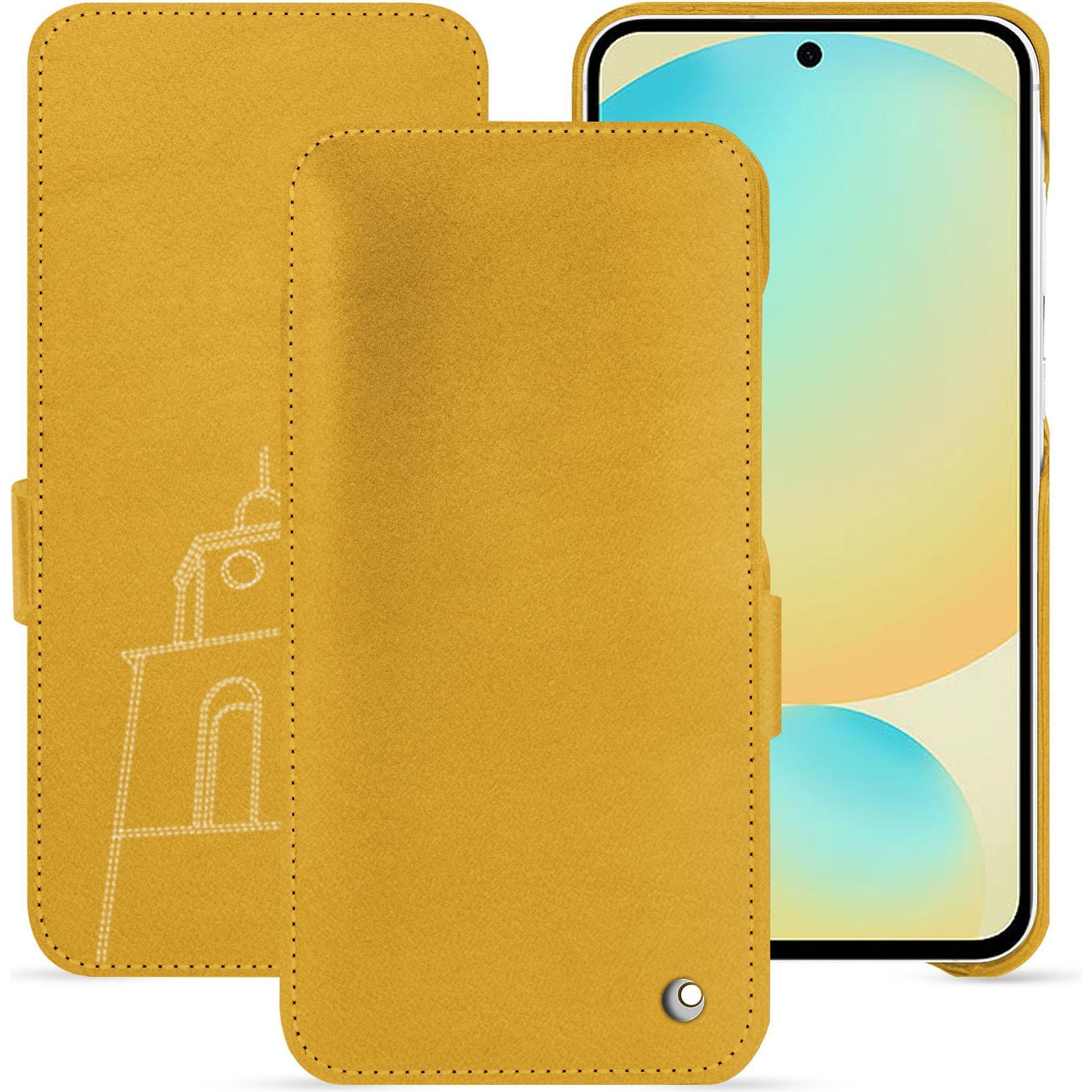 Noreve Lederschutzhülle horizontal (Samsung Galaxy S24 FE), Smartphone Hülle, Orange