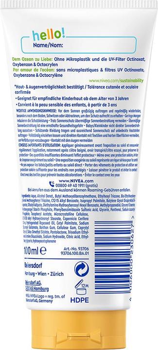 Actual product image NIVEA UV Schutz Sensitiv (SPF 50+, 100 ml)