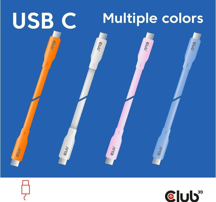 Actual product image Club 3D Club3D Lifestyle USB-C cable PD 240W,20Gbps 2m blue pc/st retail (2 m, USB 4.0, 240 W)