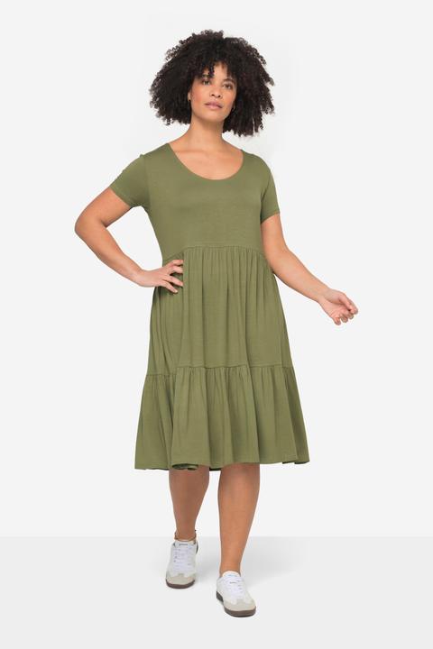 Actual product image Janet & Joyce Jerseykleid, Rundhals, Halbarm, Saum-Volants (48)