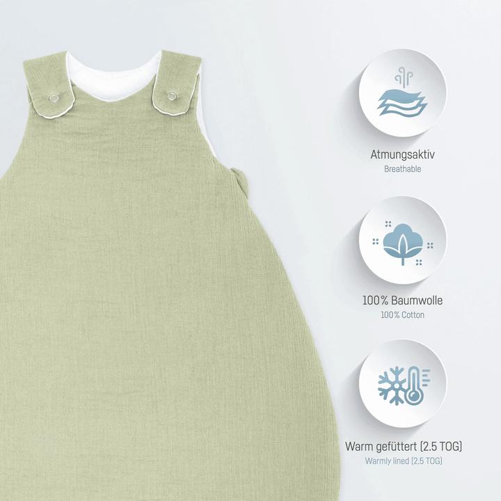 Produktbild Julius Zöllner Musselin-Schlafsack (56 cm, 2.5 TOG, Ganzjahr)