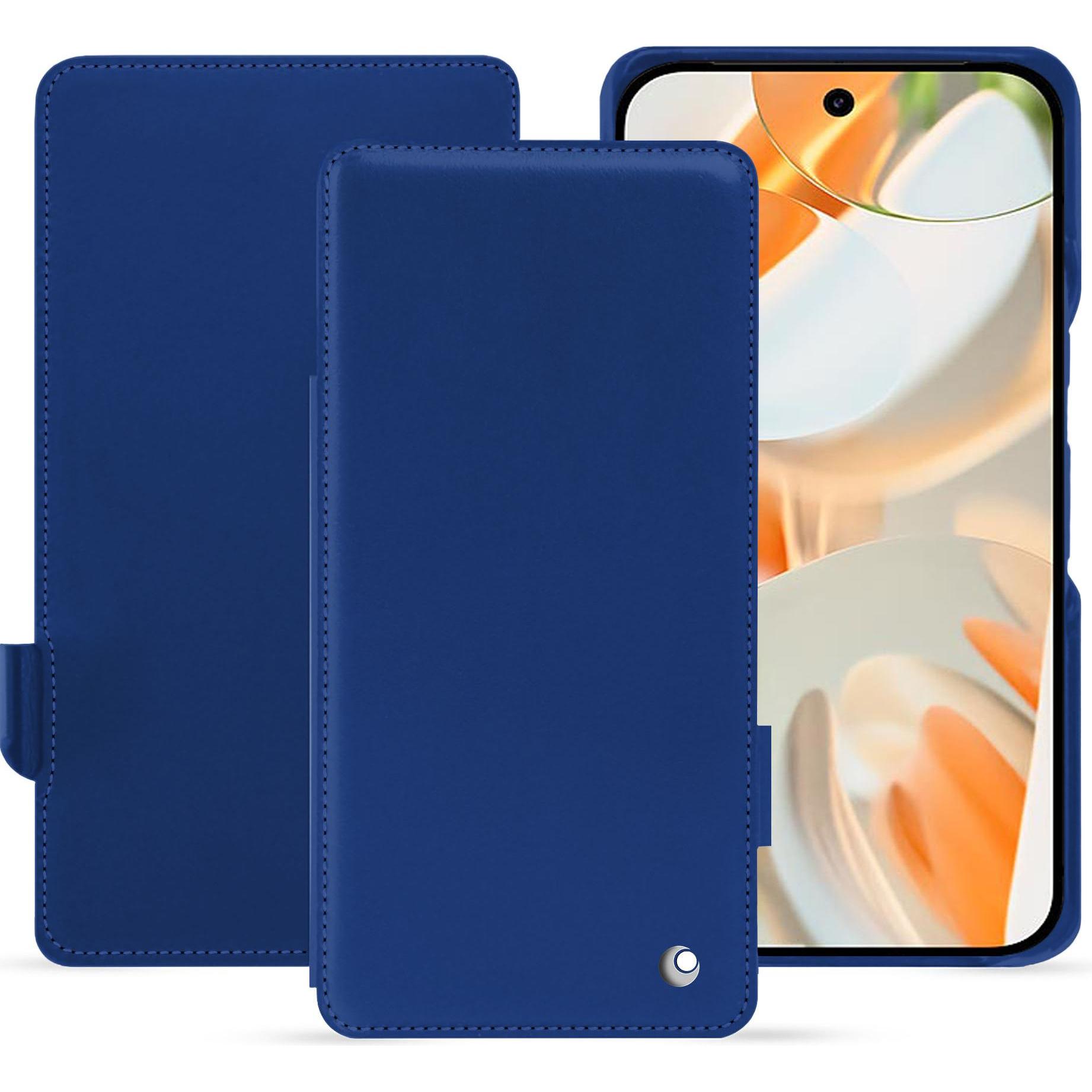 Noreve Lederschutzhülle horizontal (Google Pixel 9 Pro Fold), Smartphone Hülle, Blau