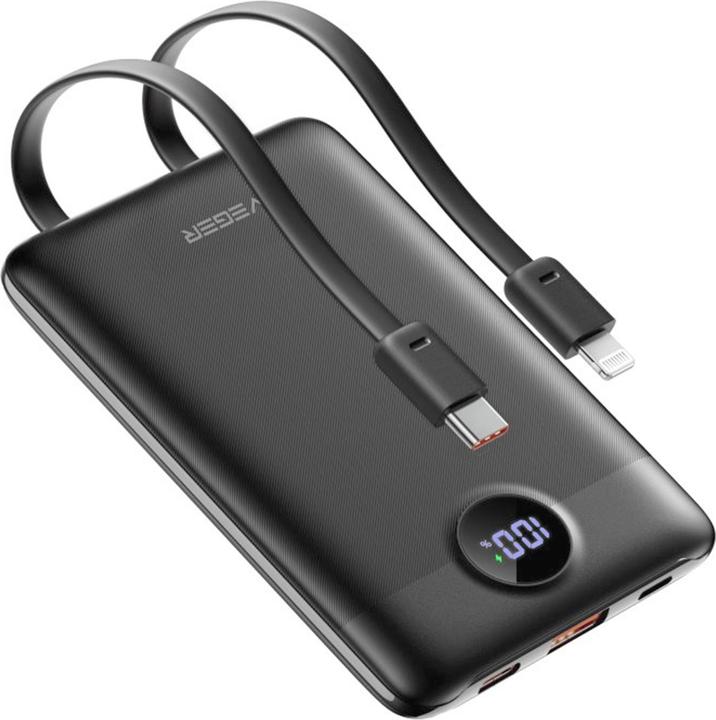 Actual product image Veger C11 VG-W1170 PowerBank 10000mAh smallest PD20W with cables bulit-in (10000 mAh, 22.50 W, 38.50 Wh)