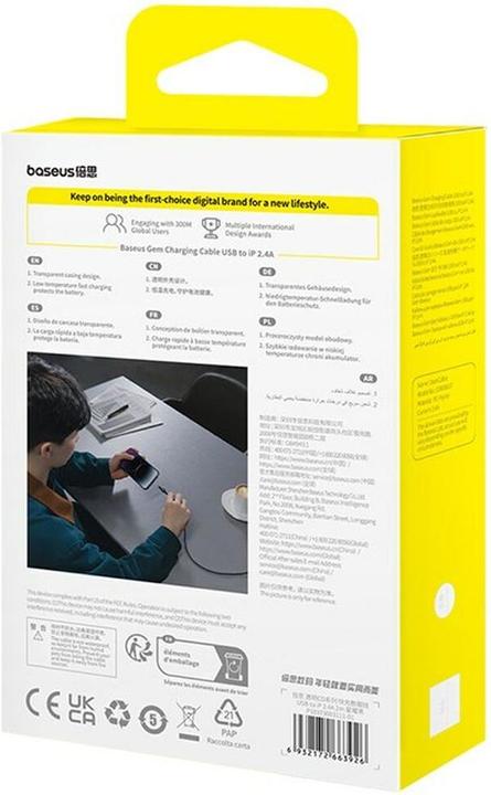 Produktbild Baseus Gem USB zu IP 2.4A Schnellladekabel 2 m Schwarz (2 m)