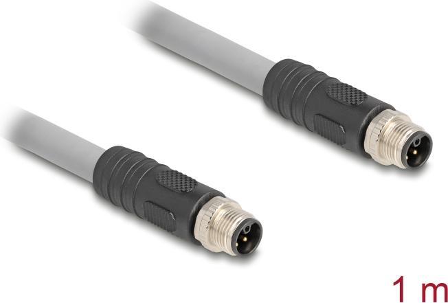 Actual product image Delock M12 cable L-coded 5 pin plug to plug PUR schl