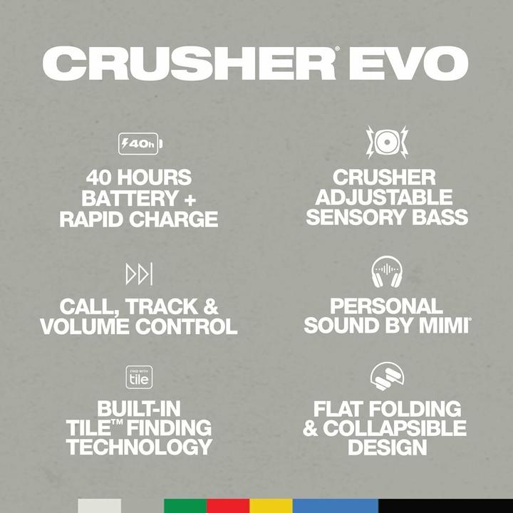 Produktbild Skullcandy Crusher Evo (Keine Geräuschunterdrückung, 40 h, Kabelgebunden, Kabellos)