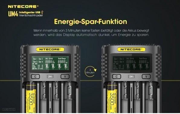 Produktbild Nitecore UM4 USB-Ladegerät (1 Stk., 14500, 16340, 18650, Ladegerät ohne Akku)