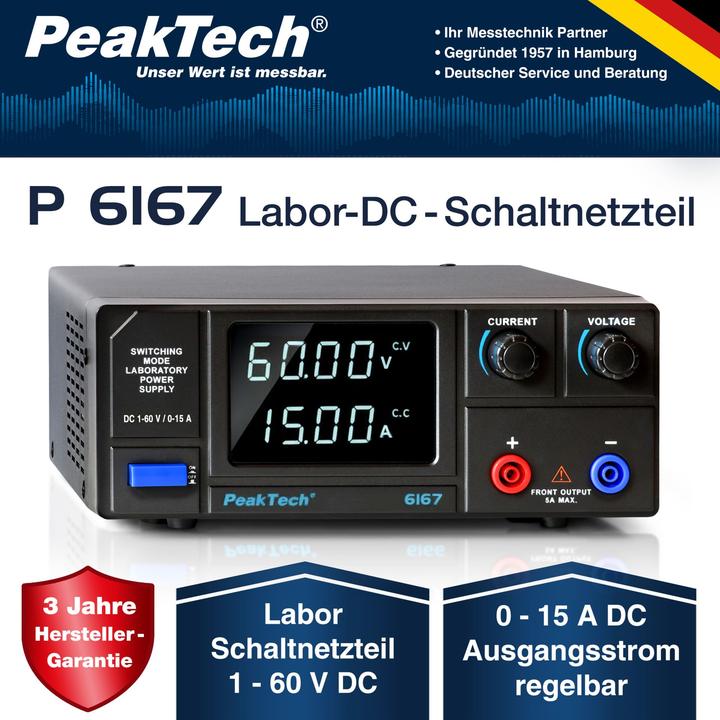 Actual product image Peaktech Labornetzgerät P 6167, 1...60 V, 0...15 A, 900 W