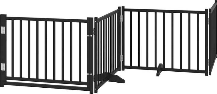 Actual product image vidaXL Hundetor Tür Faltbar Hundegitter Schutzgitter Schwarz 4-tlg. Massivholz