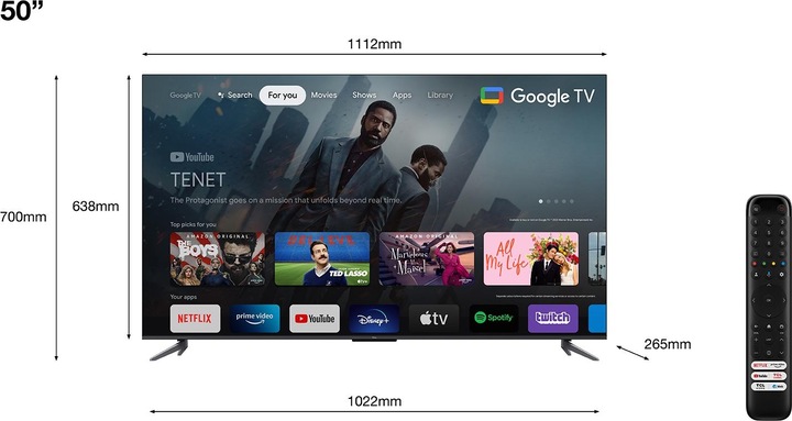 Actual product image TCL 50C645 (50", C645, QLED, 4K, 2023)
