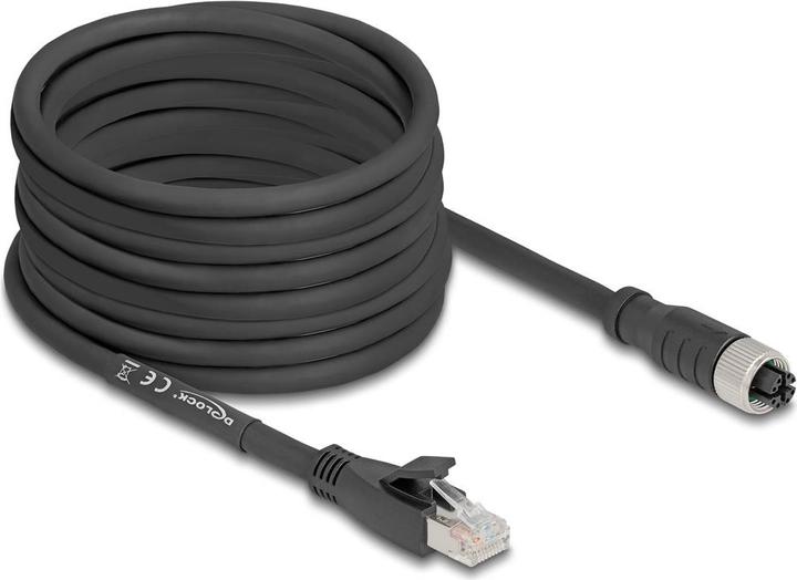 Image du produit Delock Câble M12 X-codé 8 broches femelle vers RJ45 mâle Cat. (S/FTP, CAT5e, 10 m)
