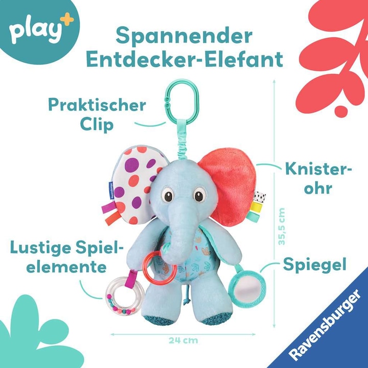 Immagine prodotto Ravensburger 4855 play+ explorer elephant, peluche con tanti effetti di gioco, per la casa e il lavoro.