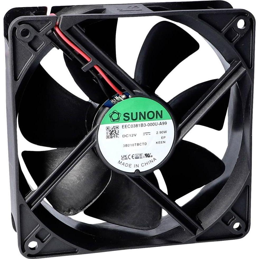 Sunon EEC0381B3-000U-A99 Axiallüfter 12 V/DC 157.96 m³/h (L x B x H) 38 x 120 x (38 mm), PC Lüfter, Schwarz