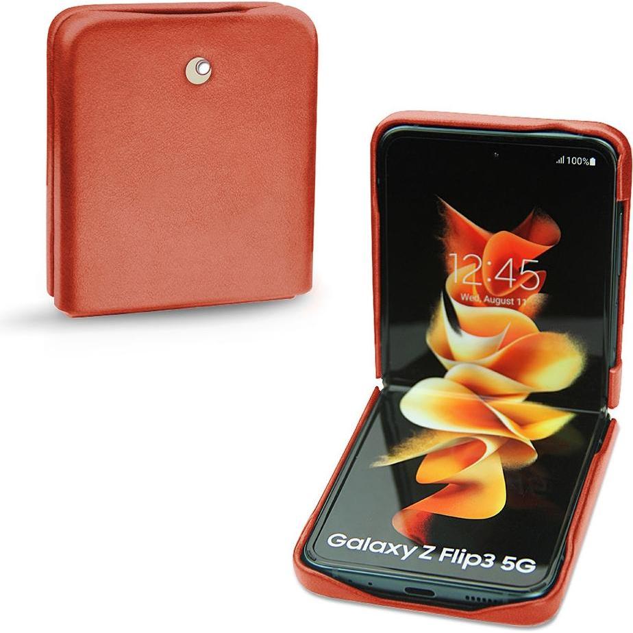 Noreve Lederschutzhülle (Samsung Galaxy Z Flip3), Smartphone Hülle, Orange