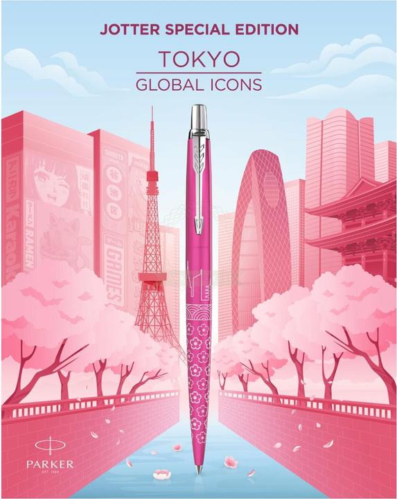 Actual product image Parker Pen Retractable biros JOTTER Tokyo, metallic pink Stroke width: M, stroke colour: blue, barrel made of (1x)