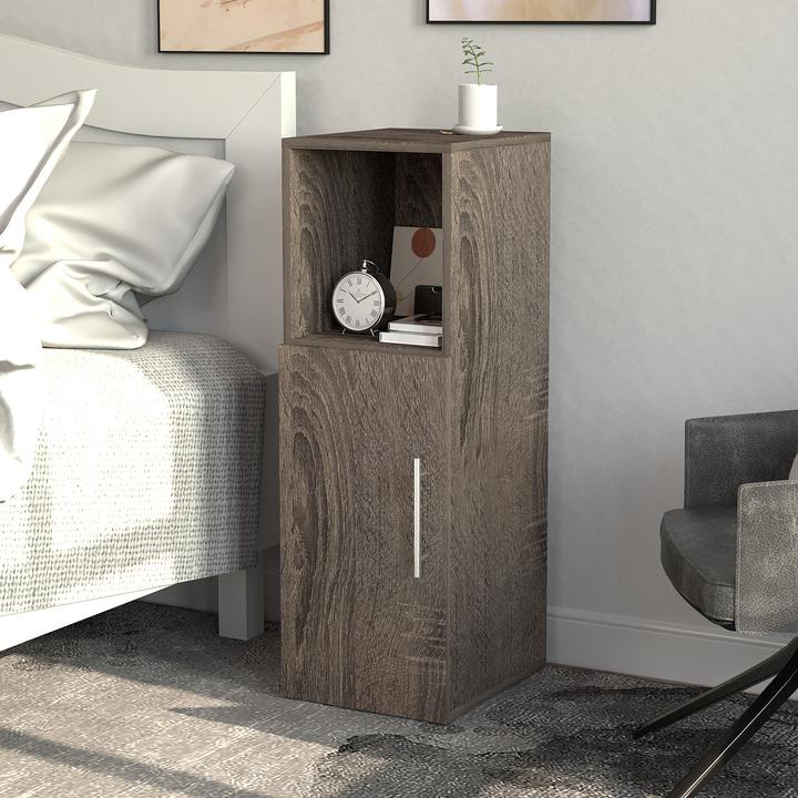 Produktbild VCM Nachtschrank | Masse ca. H. 90 x B. 30 x T. 35 cm | Beistelltisch mit Drehtühr | Nachttisch - Narila (30 x 35 x 90 cm)