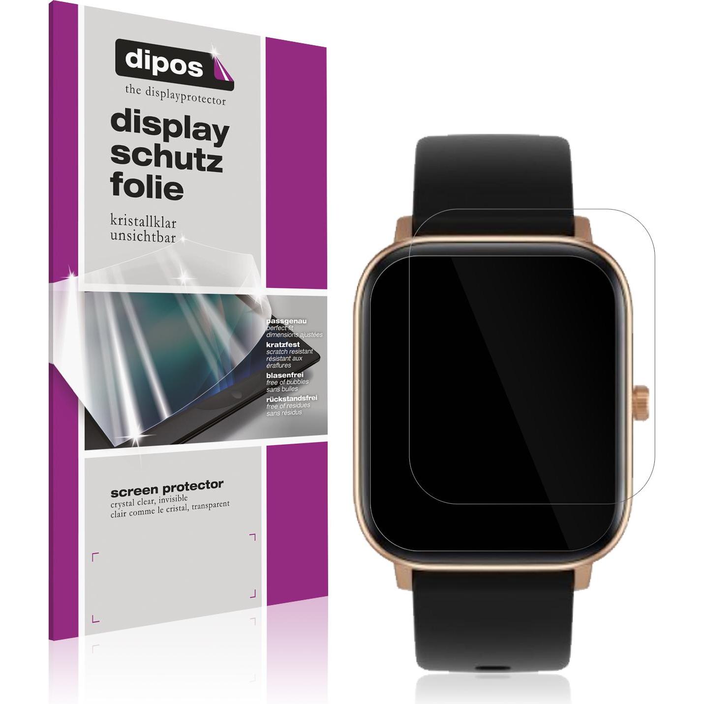 Dipos Displayschutzfolie Crystalclear, Smartwatch Schutzfolie, Transparent