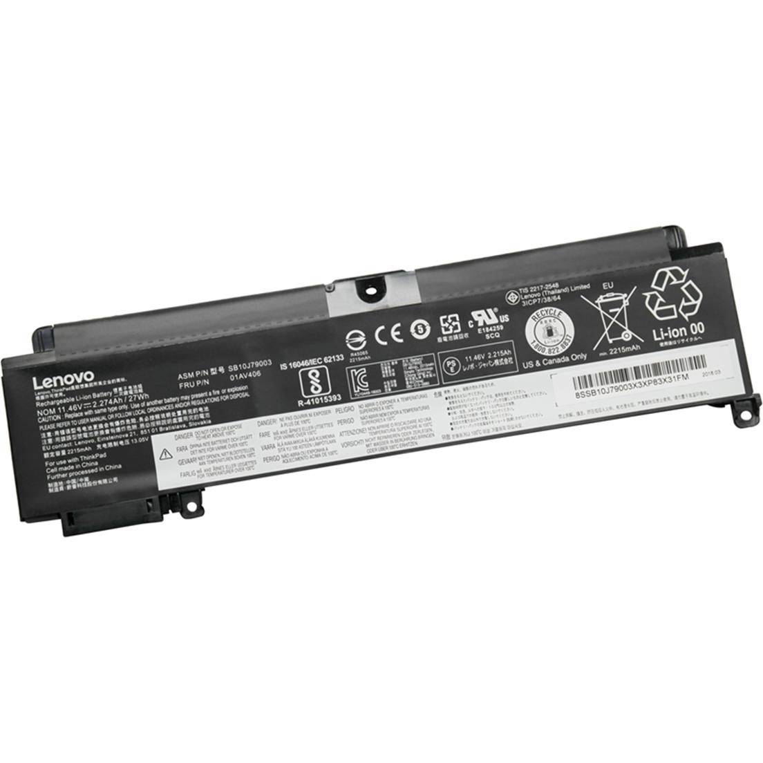 Lenovo Original Akku für Thinkpad T460s 20F9003GUS (2274 mAh), Notebook Akku, Schwarz