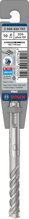 Immagine prodotto Bosch Professional Zubehör Punta per martello PRO SDS plus-5X, 10 x 50 x 110 mm (10 millimetri, 10,00 millimetri)