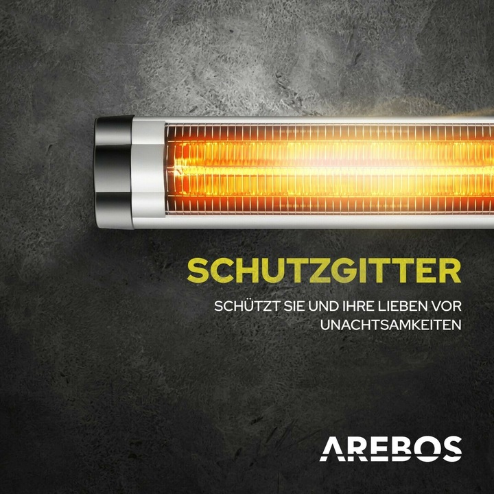 Immagine prodotto Arebos Riscaldatore radiante a infrarossi 2500W - Argento (2500 W)