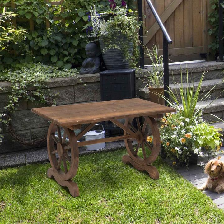 Image du produit Outsunny Table de jardin en forme de roue de chariot (115 cm)