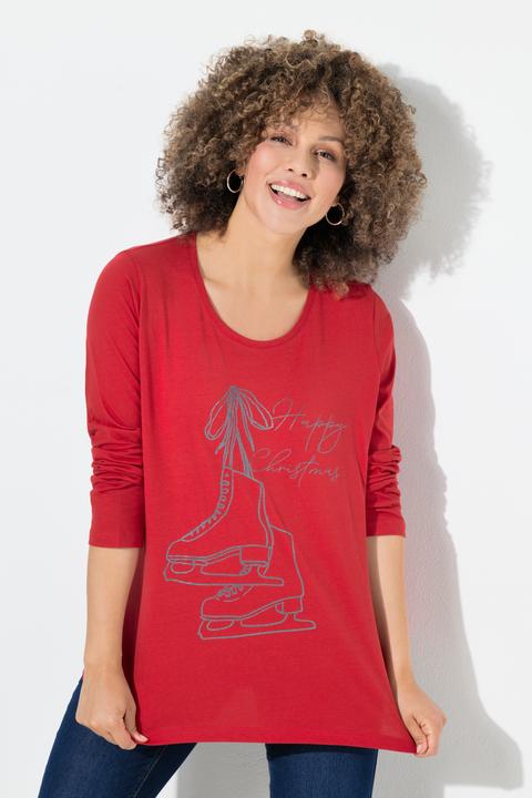 Actual product image Ulla Popken Shirt, Weihnachtsmotiv, Classic, Rundhals, Langarm (54)