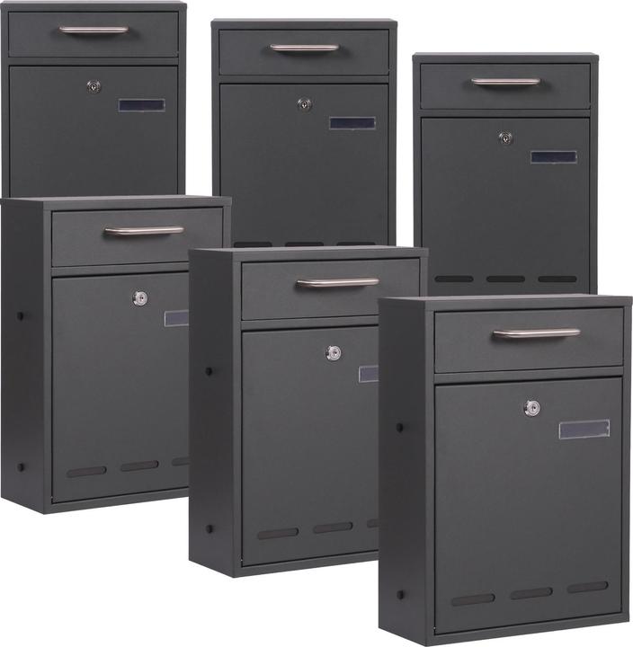 Image du produit Wiltec 2x3 Boîte Murale aux lettres V53 Anthracite Verrouillable Fenêtre de visualisation Porte-nom