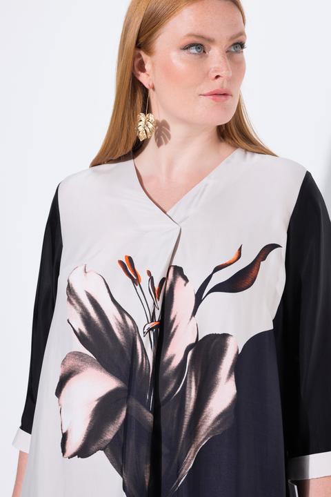 Actual product image Ulla Popken Tunika, Blüte, Zierfalte, V-Ausschnitt, 3/4-Arm (54)