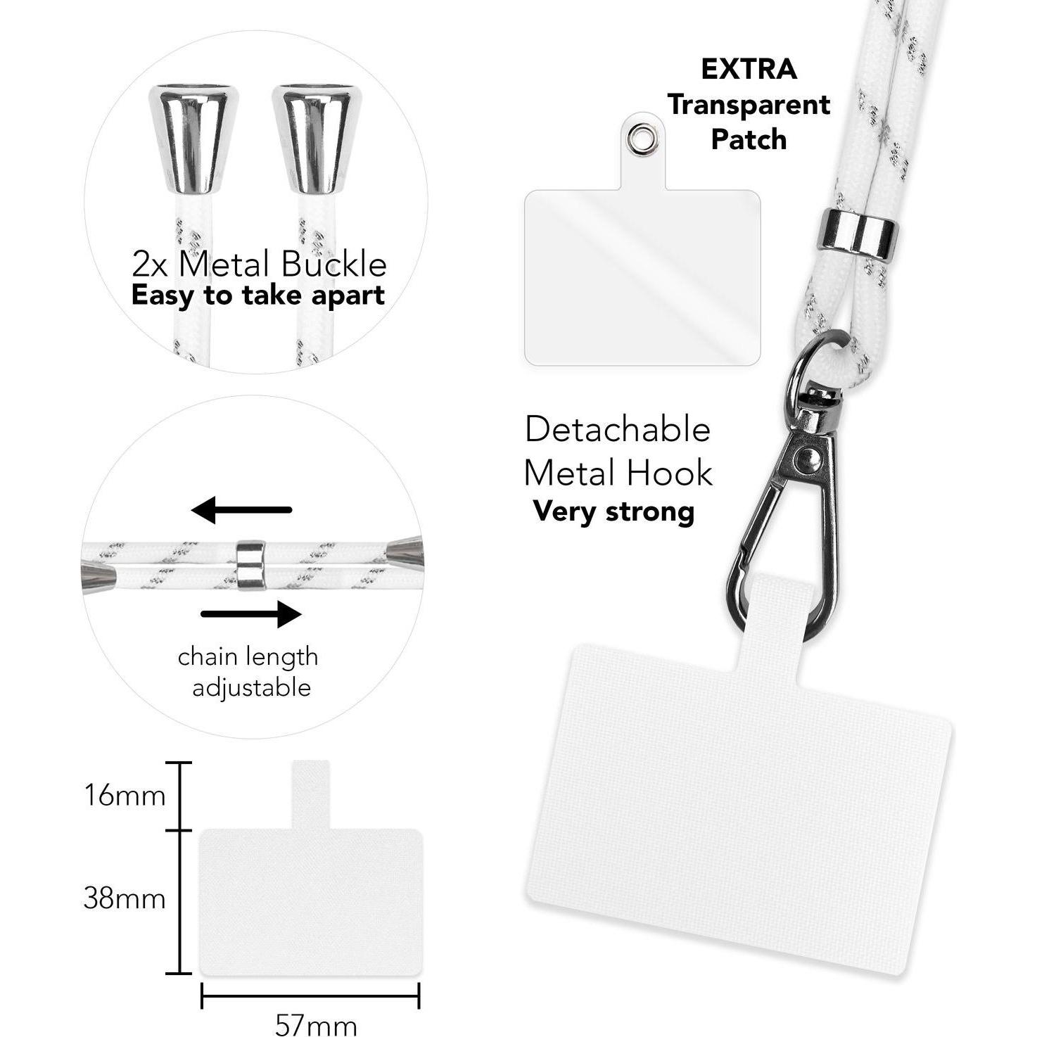 Thumbnail - Nalia Universal Handykette zum Umhängen mit Pad, Handykette, Weiss