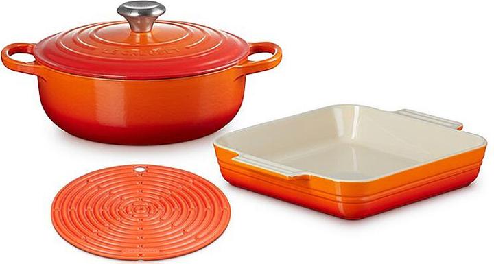 Le Creuset Cast Iron, Stoneware & Silicone Set 3 Pcs. Ofenrot