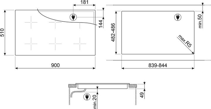 Image du produit Smeg PLAQUE DE CUISSON INDUCTIE SI2951D (90 cm, Table de cuisson à induction)