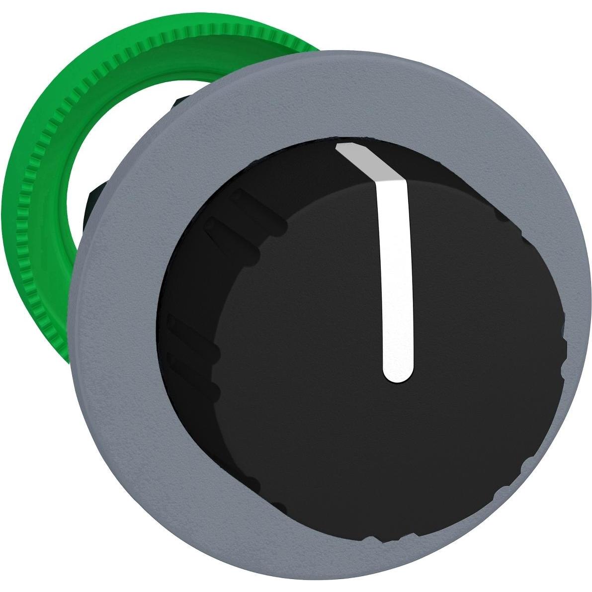 Schneider Electric Selettore con testa rotante, frontale, 3- ZB5FD59C0, Pulsante + Interruttore, Grigio, Nero