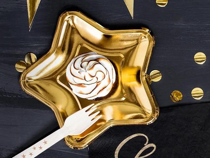 Actual product image Partydeco Paper Plates Star, gold, 18cm (1 pkt / 6 pc.) (6x)