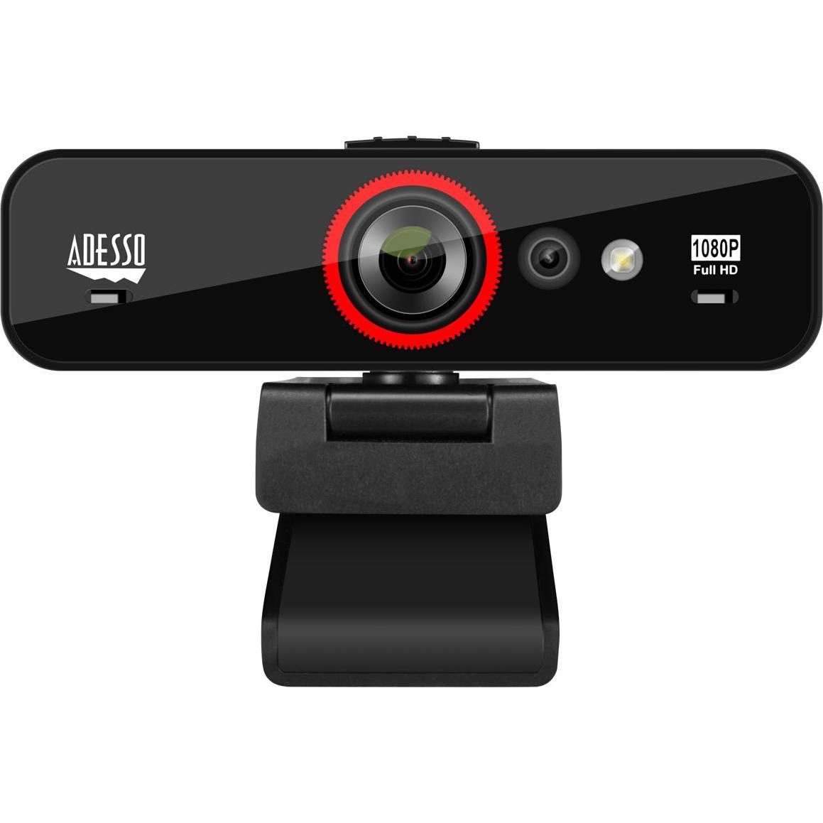 Adesso Webcam HD 1080p Con Windows Hello (2.10 Mpx), Webcam, Nero