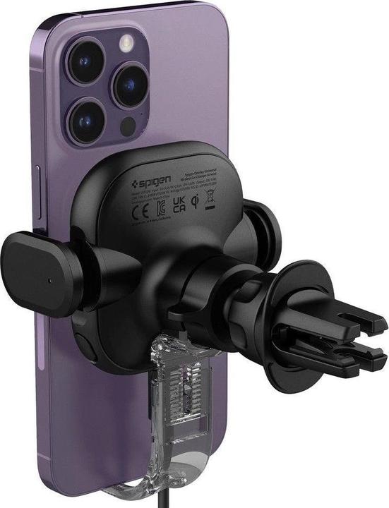 Actual product image Spigen car mount with charger UTS12W Onetap Universal Vent Car Mount Wireless Charger black
