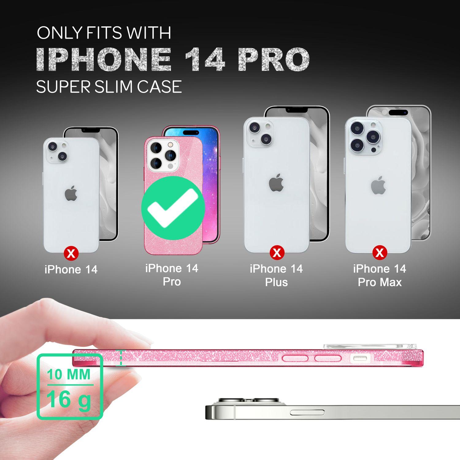 Thumbnail - Nalia Glitzer Hülle (Apple iPhone 14 Pro), Smartphone Hülle, Pink
