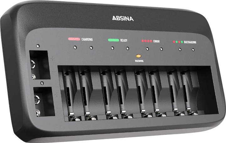 Absina Caricatore rapido X10 (1 pz., 9V Block, AA, AAA, Caricabatterie senza batteria)