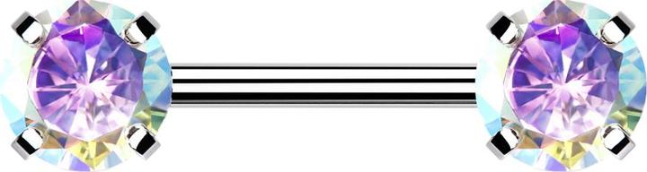 Produktbild Star Piercing Threadless Barbell silber front mit Kristall multicolor gefasst (Chirurgenstahl 316L)
