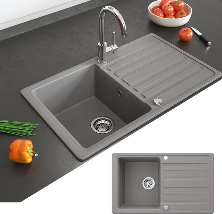 Actual product image Bergström with drying area (Fitted sink with draining board, 46 cm, 76 cm)