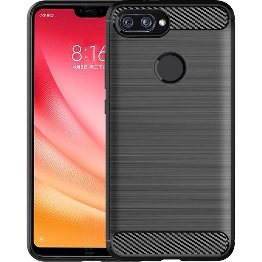 Thumbnail - Screenguard Xiaomi Mi 8 Lite Hülle Carbon Brushed Soft TPU (Xiaomi Mi 8 Lite), Smartphone Hülle, Schwarz