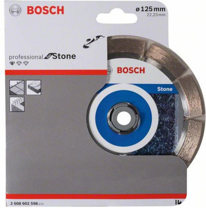 Immagine prodotto Bosch Professional Zubehör Disco da taglio diamantato Standard per pietra, 125 x 22,23 x 1,6 x 10 mm, confezione da 1 pezzo